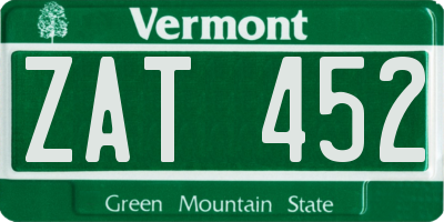 VT license plate ZAT452