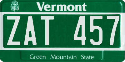 VT license plate ZAT457