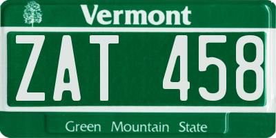 VT license plate ZAT458