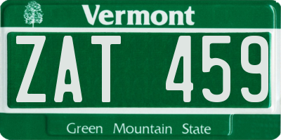 VT license plate ZAT459