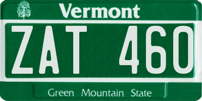 VT license plate ZAT460
