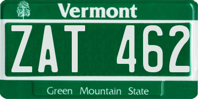 VT license plate ZAT462