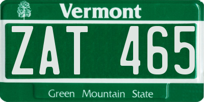 VT license plate ZAT465