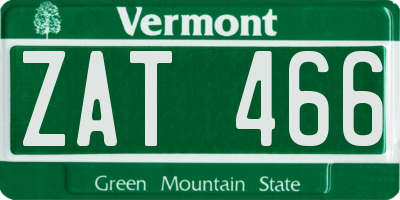 VT license plate ZAT466