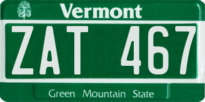 VT license plate ZAT467