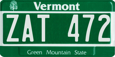 VT license plate ZAT472