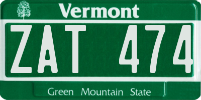 VT license plate ZAT474