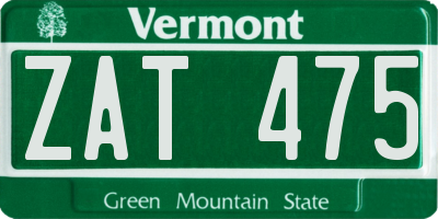 VT license plate ZAT475