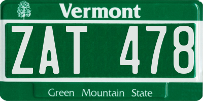 VT license plate ZAT478