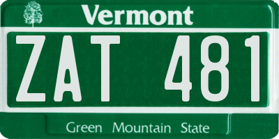 VT license plate ZAT481