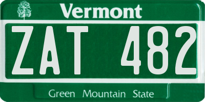 VT license plate ZAT482