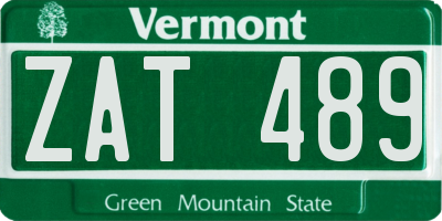 VT license plate ZAT489