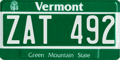 VT license plate ZAT492