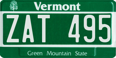 VT license plate ZAT495