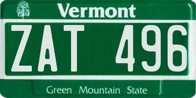 VT license plate ZAT496