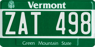 VT license plate ZAT498
