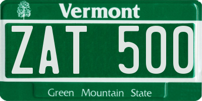 VT license plate ZAT500