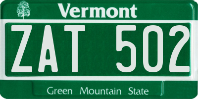 VT license plate ZAT502