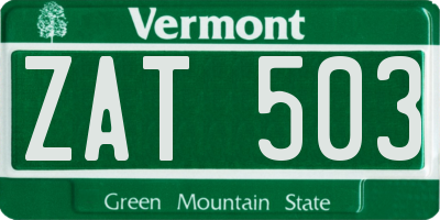 VT license plate ZAT503