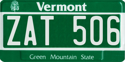 VT license plate ZAT506