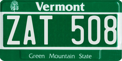 VT license plate ZAT508