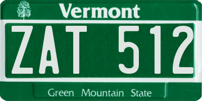 VT license plate ZAT512