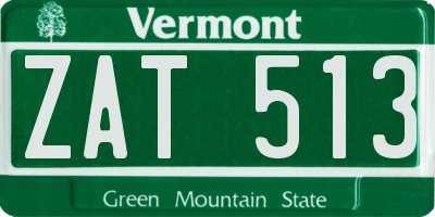 VT license plate ZAT513