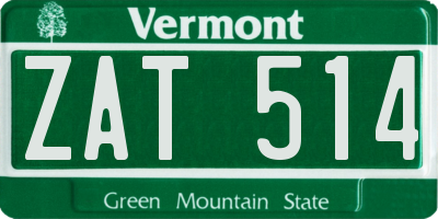 VT license plate ZAT514