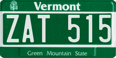 VT license plate ZAT515