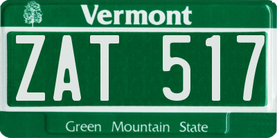 VT license plate ZAT517