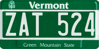 VT license plate ZAT524