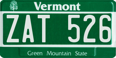 VT license plate ZAT526
