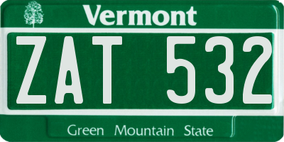 VT license plate ZAT532