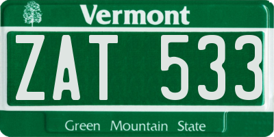 VT license plate ZAT533
