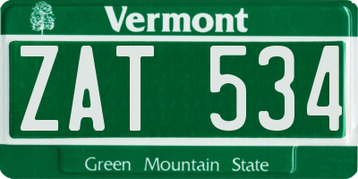 VT license plate ZAT534
