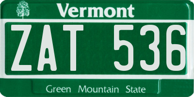 VT license plate ZAT536