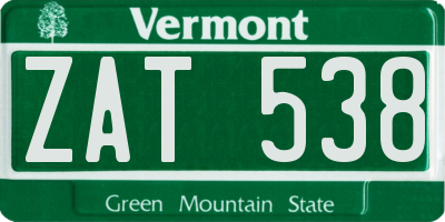 VT license plate ZAT538