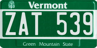 VT license plate ZAT539