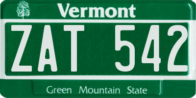 VT license plate ZAT542