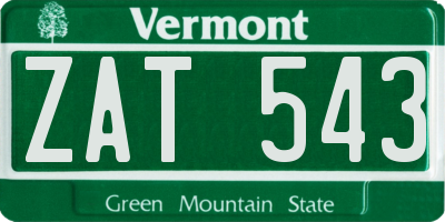VT license plate ZAT543