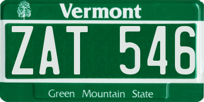 VT license plate ZAT546