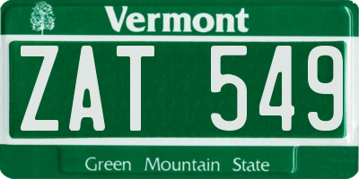 VT license plate ZAT549