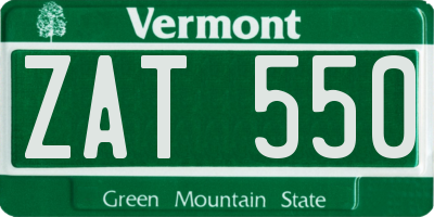 VT license plate ZAT550
