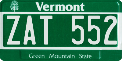 VT license plate ZAT552