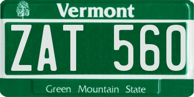 VT license plate ZAT560