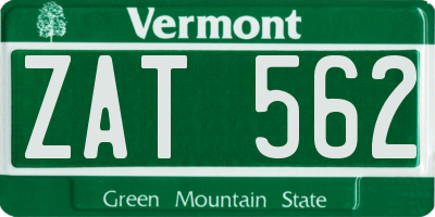 VT license plate ZAT562
