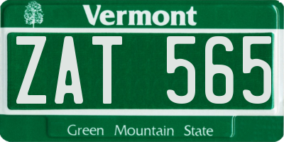 VT license plate ZAT565
