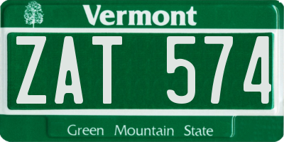 VT license plate ZAT574