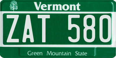 VT license plate ZAT580