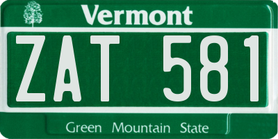 VT license plate ZAT581